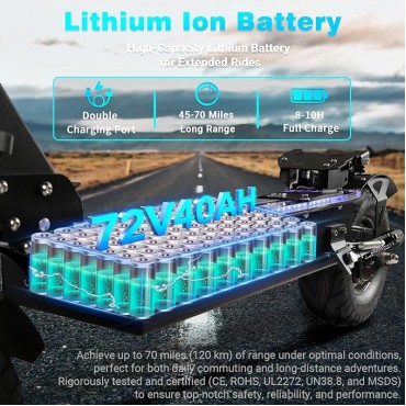 X1372VPRO Adult Electric Scooter 10000W 65MPH, 75 Miles 72V 40Ah Battery, 13" Road Tires Hyper Performance Commuter2